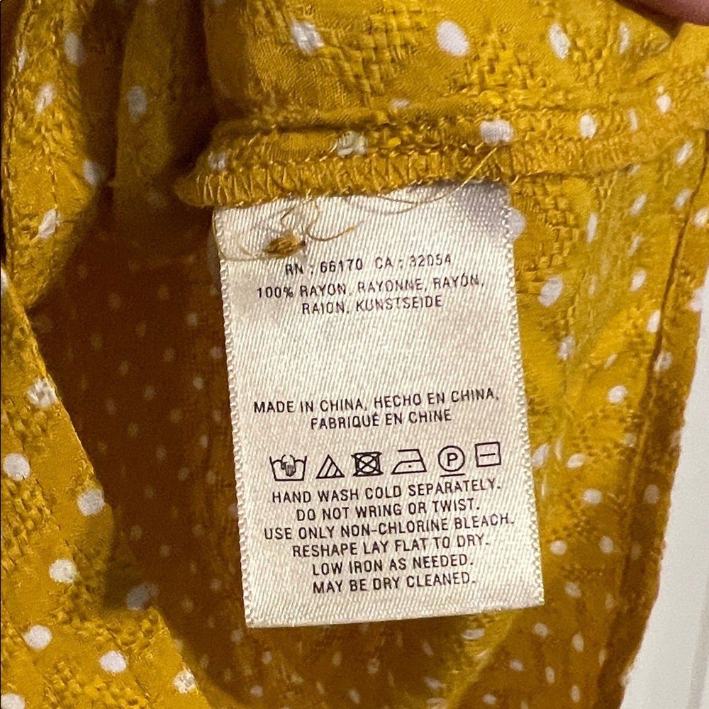 Maeve Mustard Polka Dot Button-Front Blouse - Picture 4 of 8
